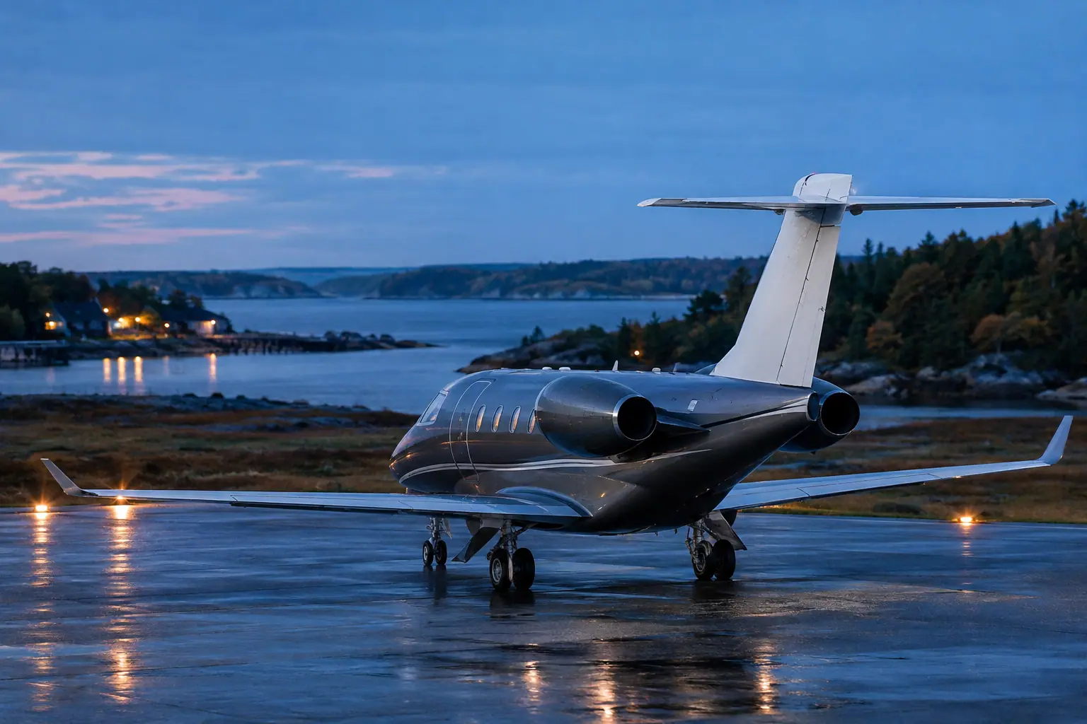 Midsize jet on the ramp