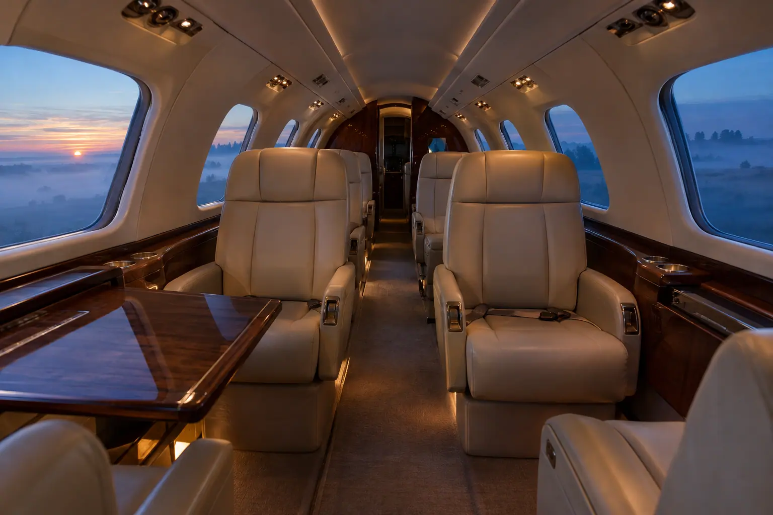 Light jet cabin interior